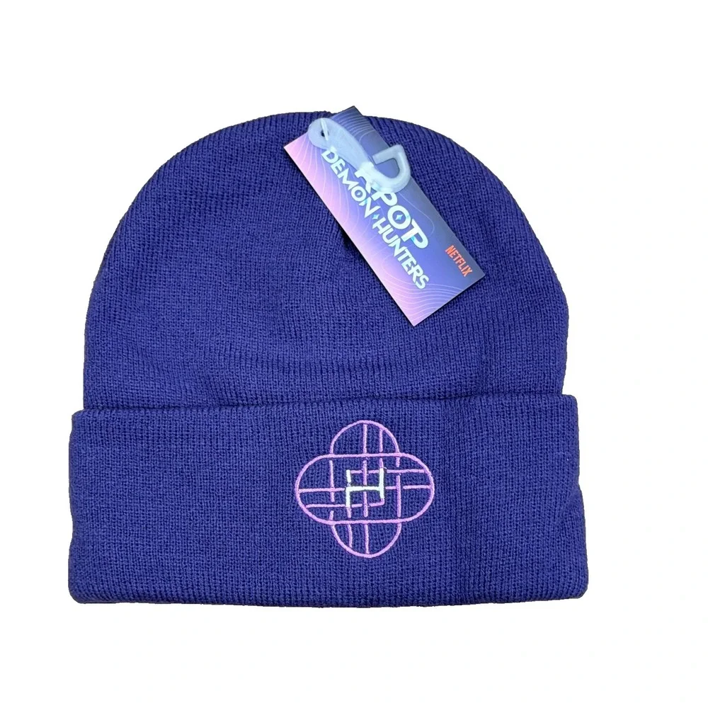 KPop Demon Hunters Beanie Purple Huntrix Logo Winter Cap Hat Girl Teen Adult NWT